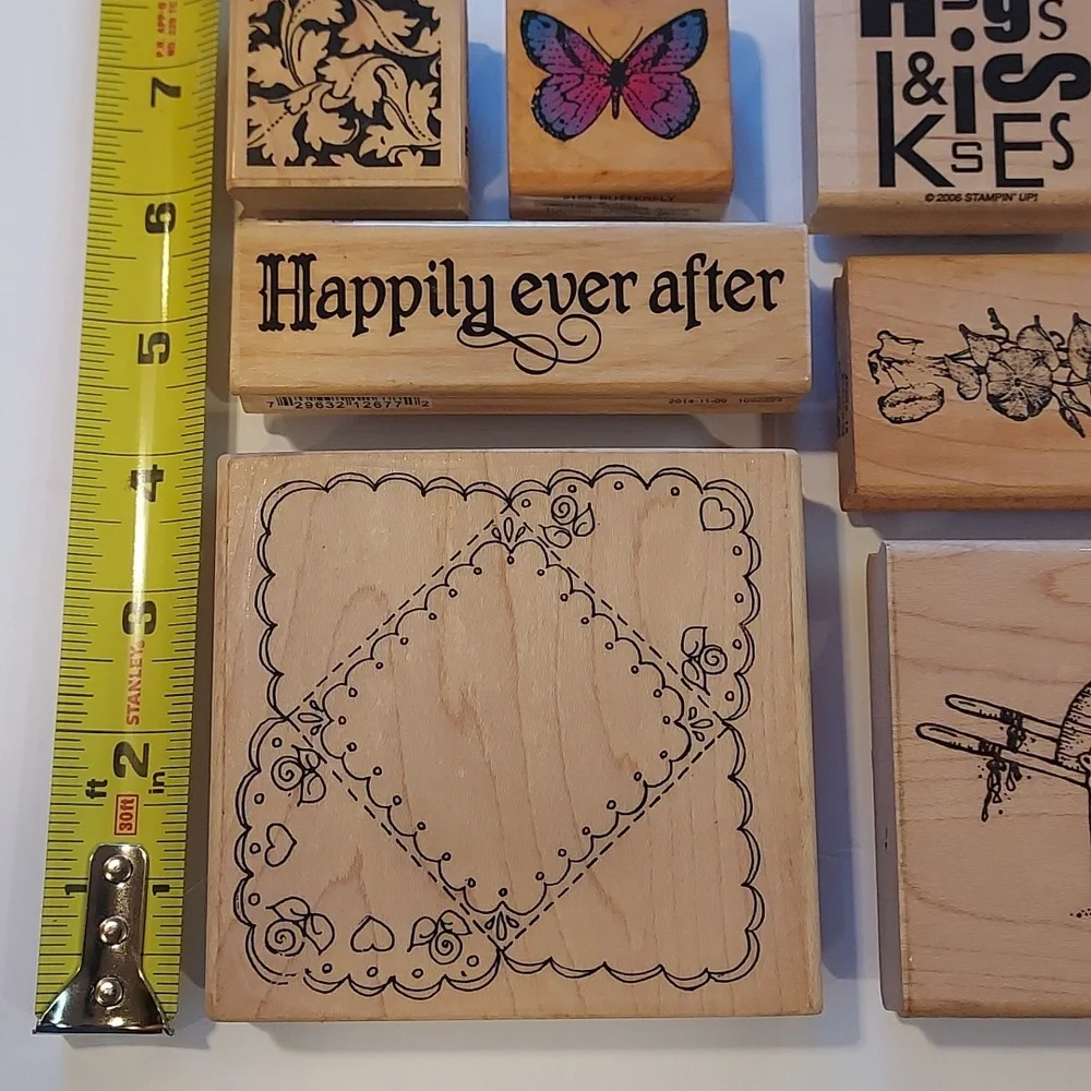 Rubber Stamps Set Of 9 Gardening Floral Swan Butterfly Pepper Wedding Hugs Kiss